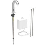 Grifo electrónico para lavabos Geberit Piave, montaje de encimera, servicio de red, con caja funcional vista: Acabado de acero inoxidable / Cepillado, con revestimiento fácil de limpiar, Mezclador=Con mezclador